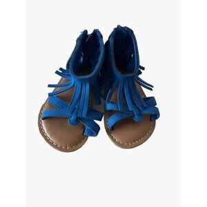 BabyGap Sandals Blue Sueded Tassel Fringe Thong Size 6 Excellent very gently use